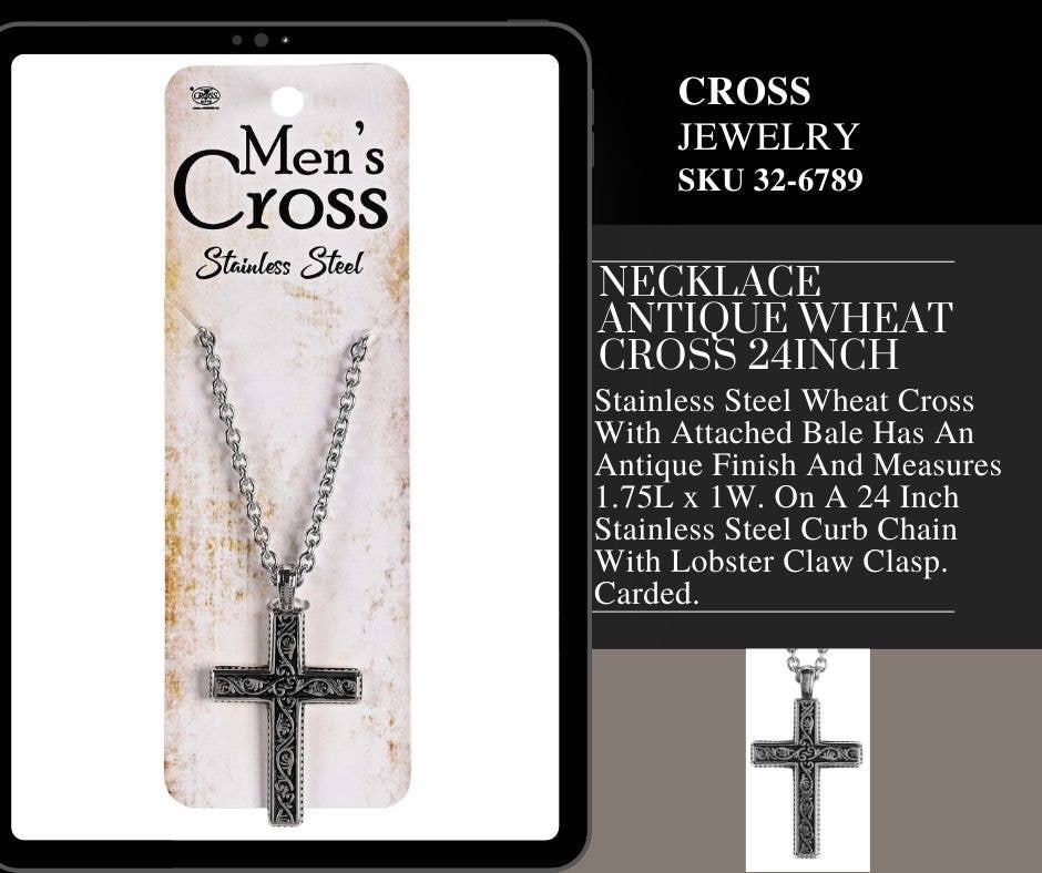 Men's Cross Necklace Stainless Steel