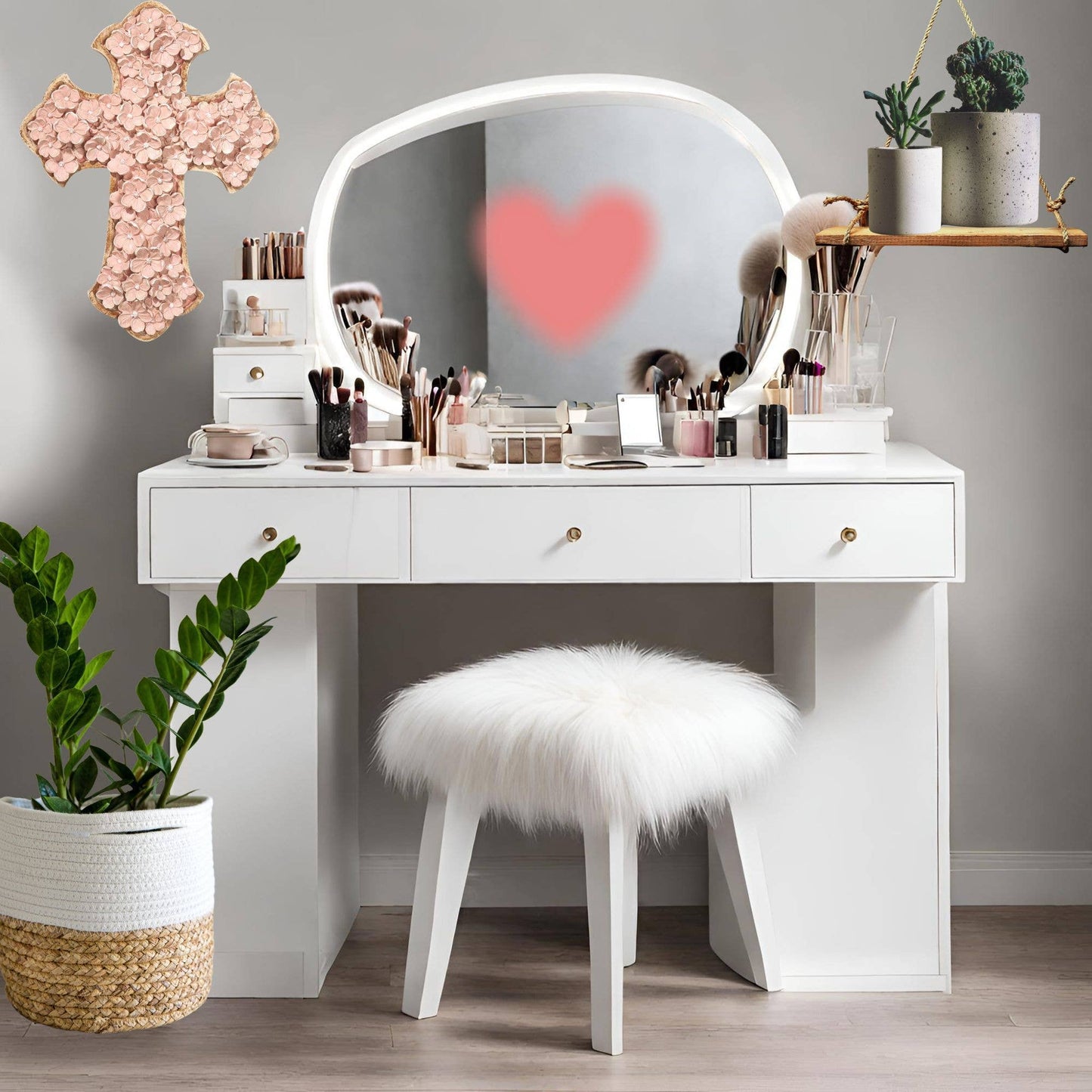 12" Crs Wall Pink Floral Rsn