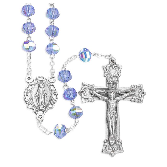 8mm deluxe faceted Saphire Rosary