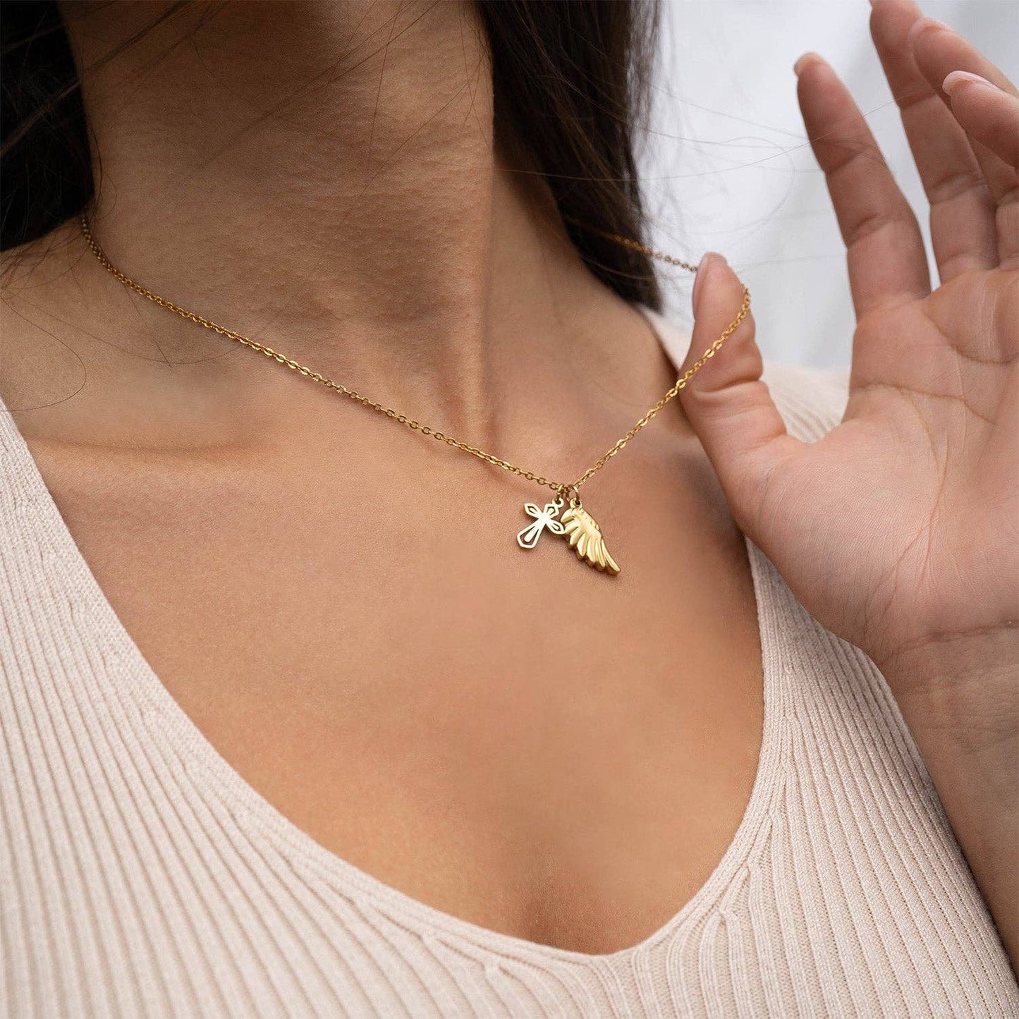 (9pc) 18K Gold PVD Stainless Steel Faith & Love Charm Set