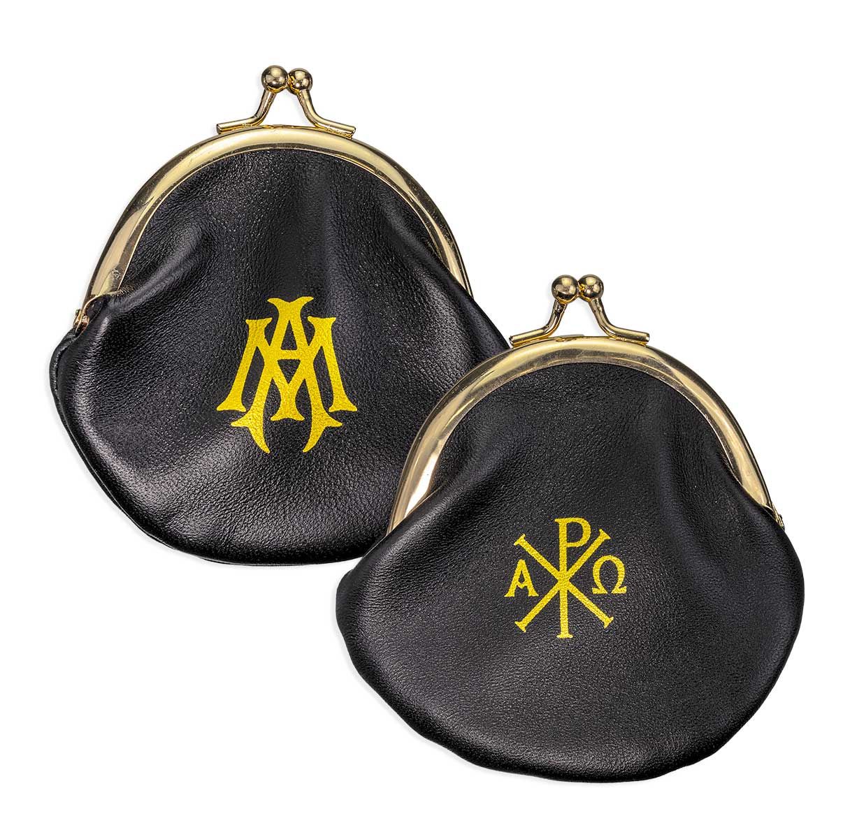 Genuine Sheepskin Leather Rosary Pouch with Polished Brass Snap Opening