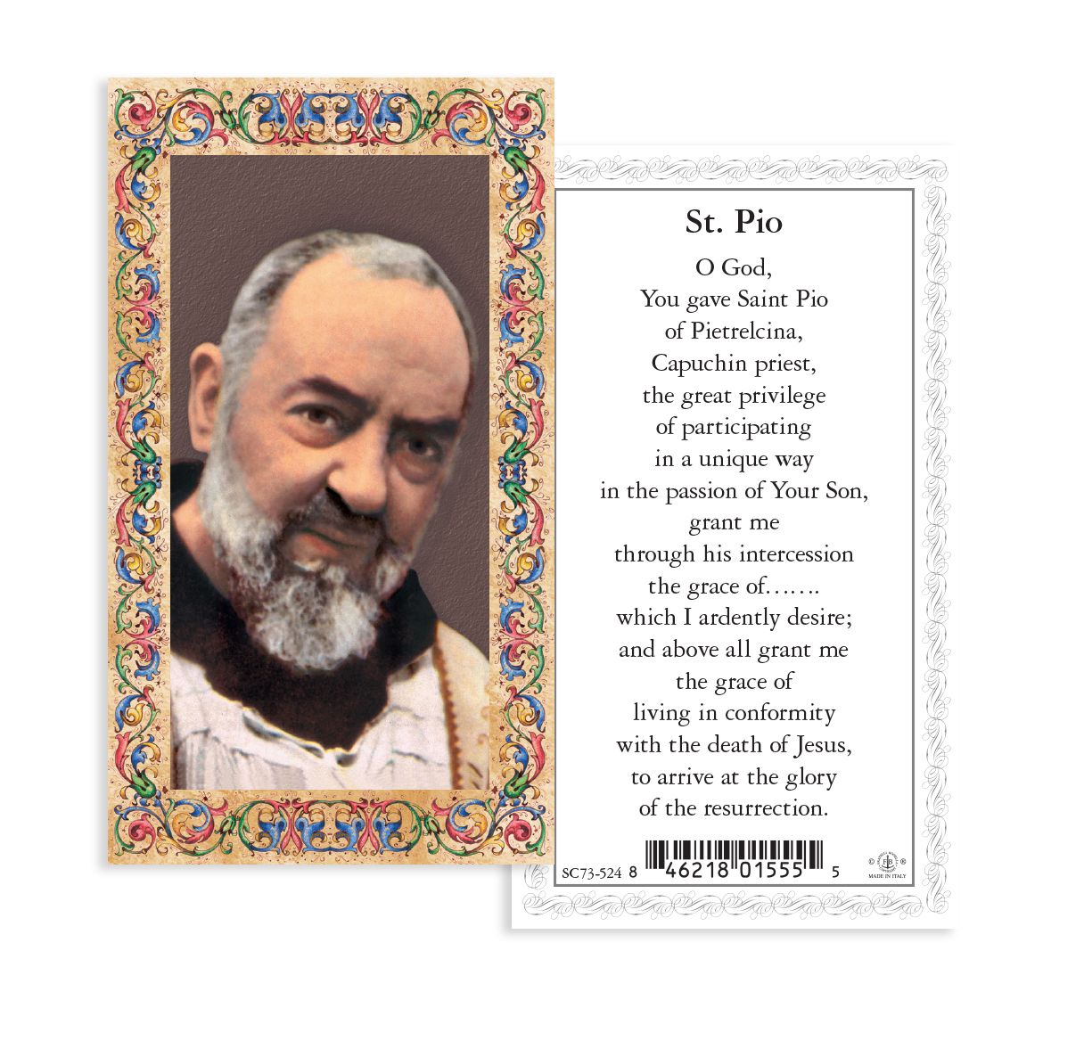 4" Cold Cast Resin Hand Painted Statue of Saint Pio in a Deluxe Window