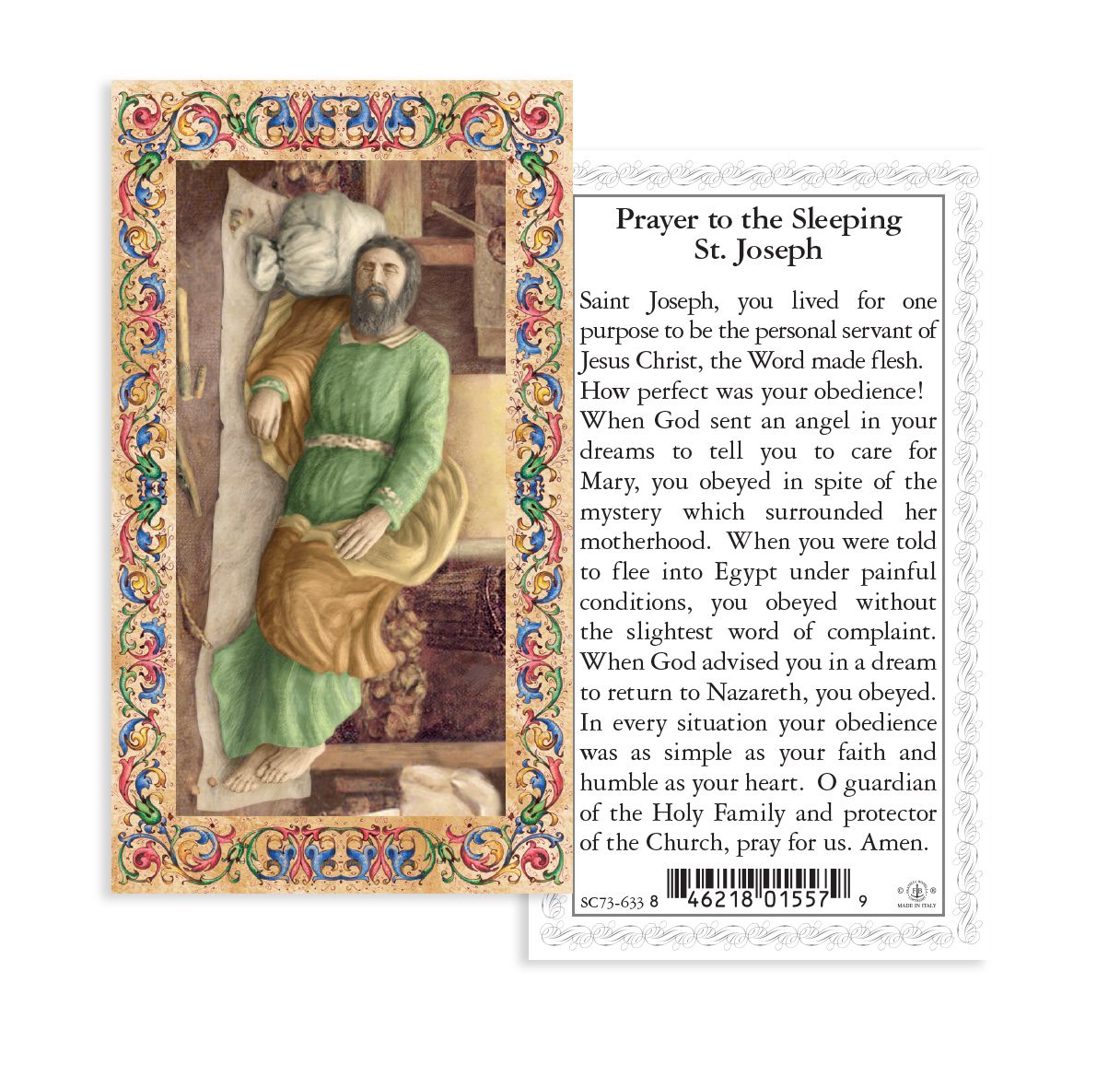 4" Cold Cast Resin Hand Painted Statue of Sleeping Saint Joseph in a Deluxe Window