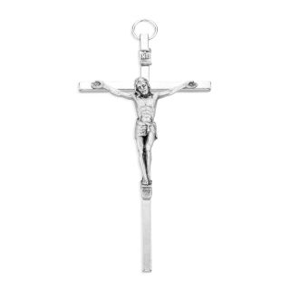 5" Silver Tone Crucifix with Silver Oxidized Corpus