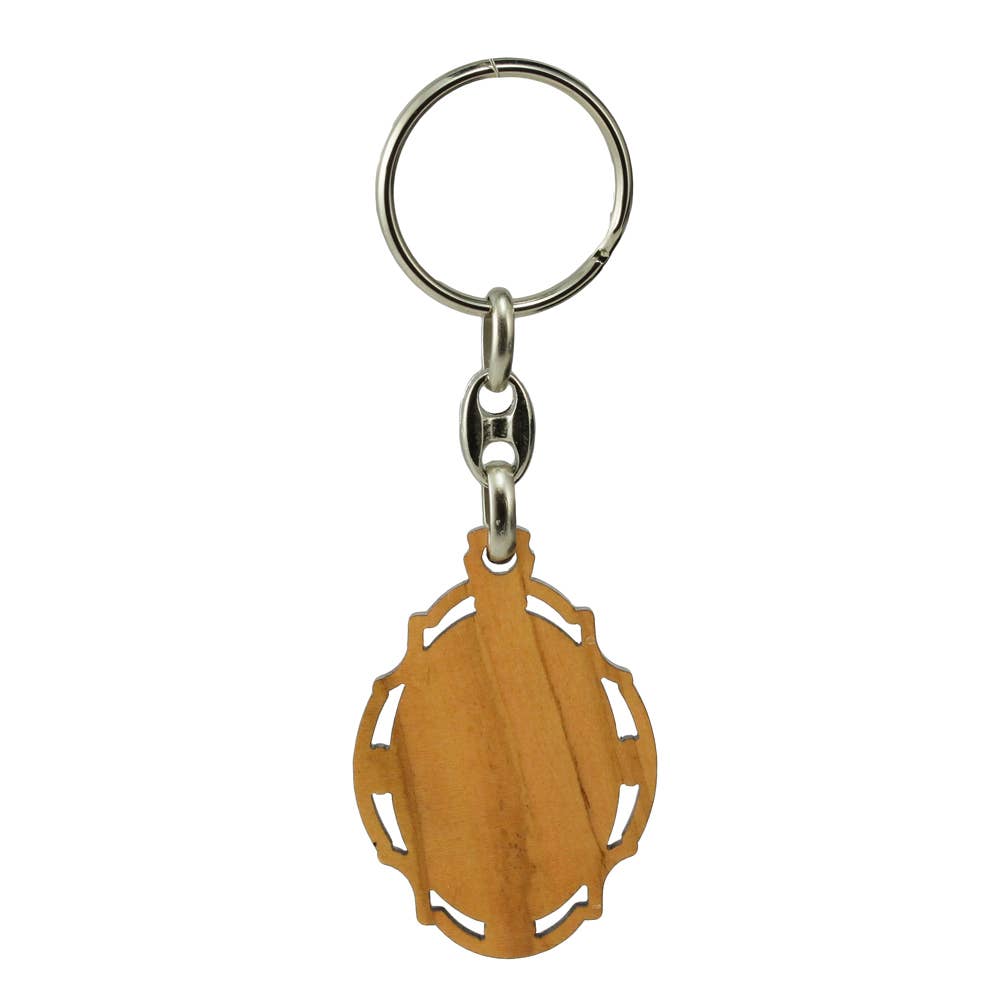 Divine Mercy Olive Wood Keychain