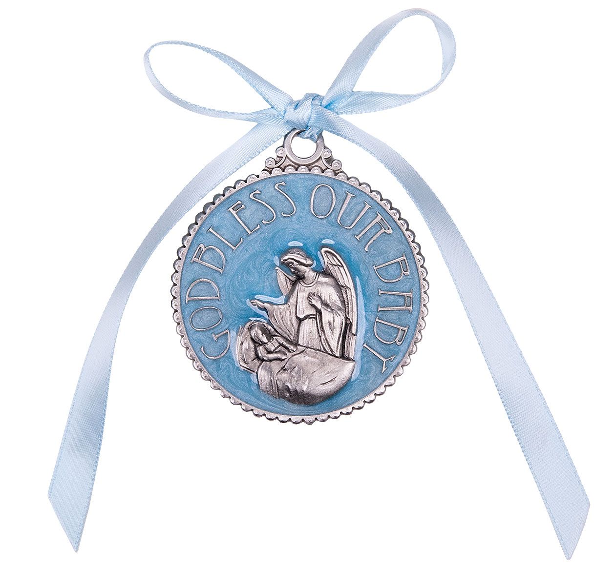 Blue Epoxied Crib Medal, Boxed