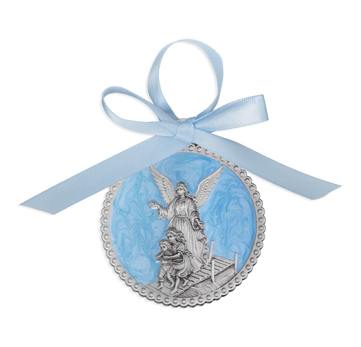 Pewter Crib Medal with Blue Epoxy