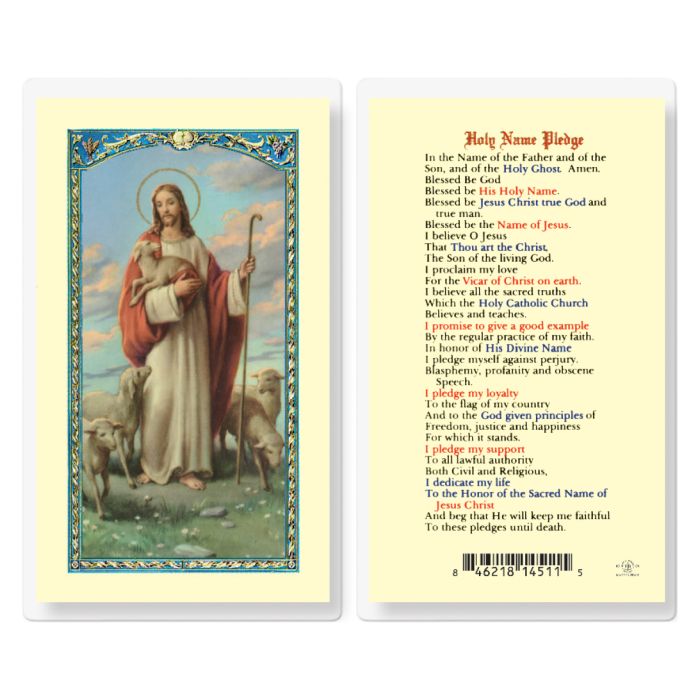 Holy Name Pledge Laminated Holy Card