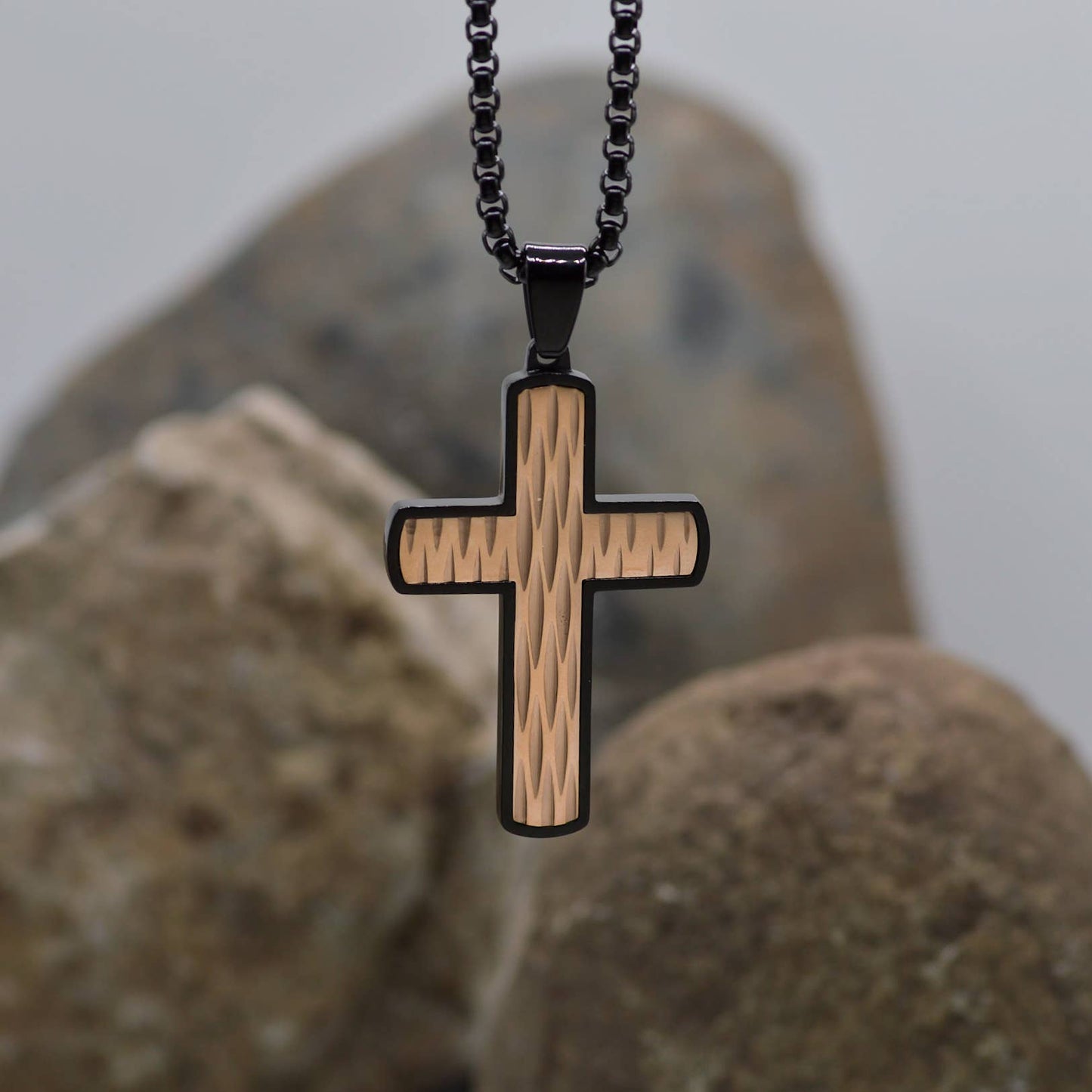 Copper/Black Stainless Cross Necklace
