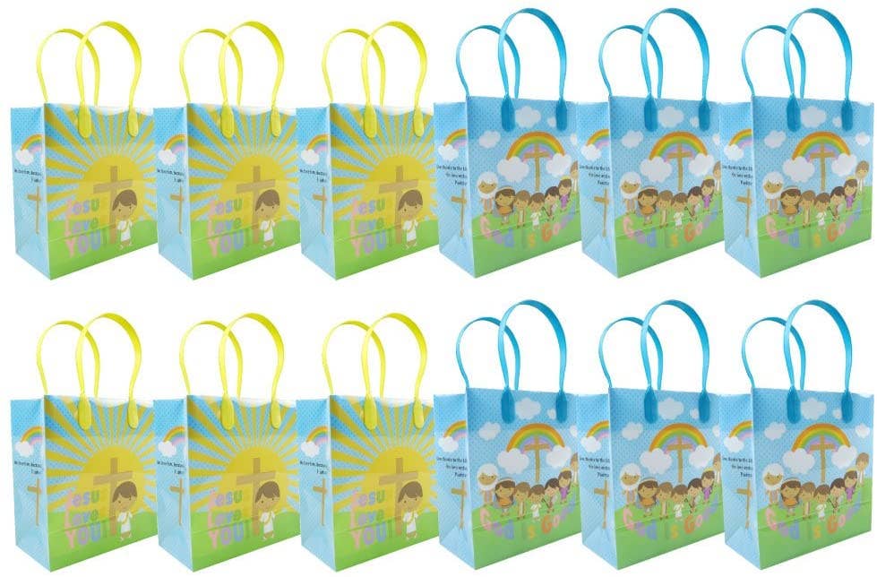 Jesus Loves You Religious Christian Gift Bags, 12 Pack
