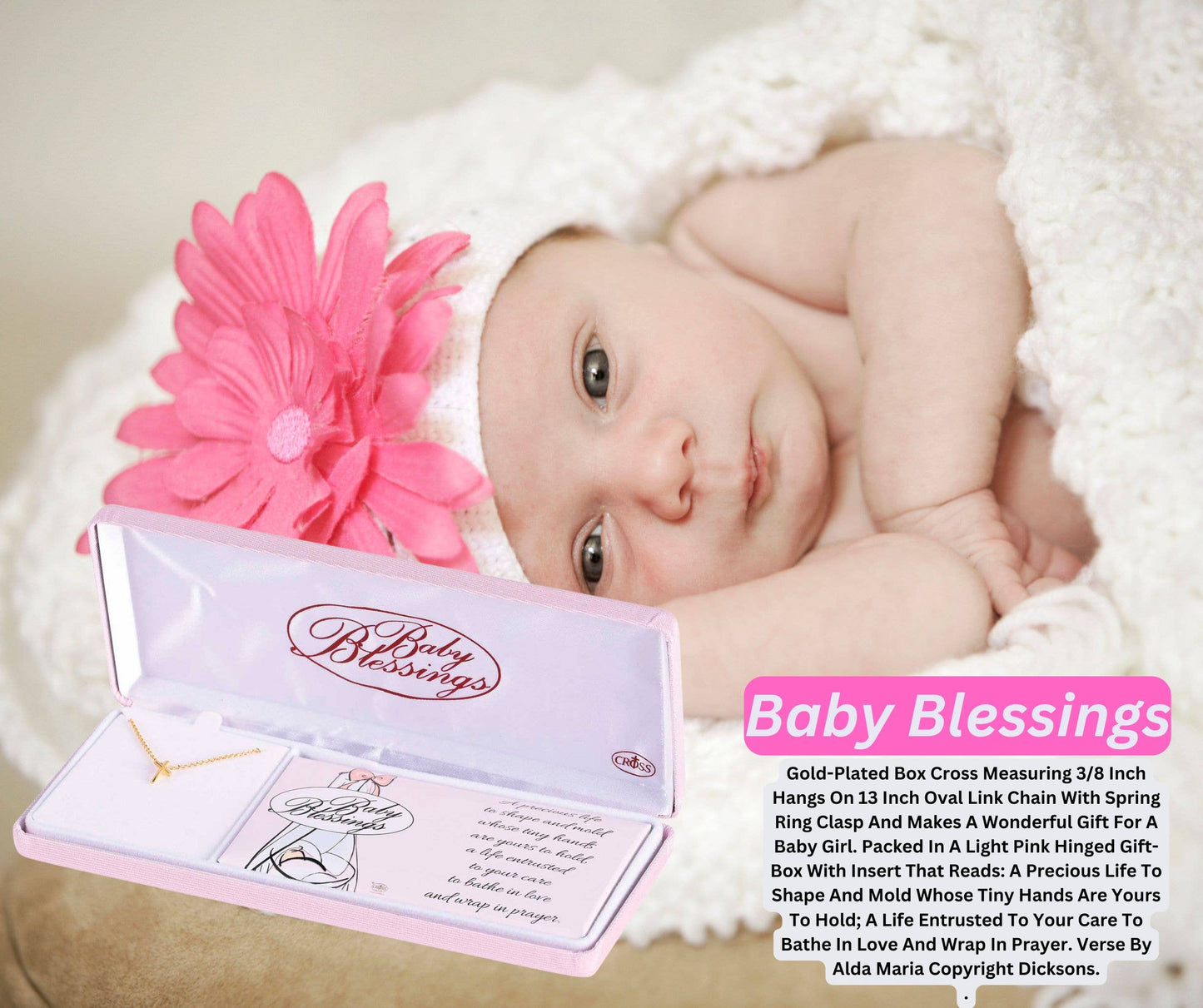 Necklace Baby Blessings Gold Cross-Girl