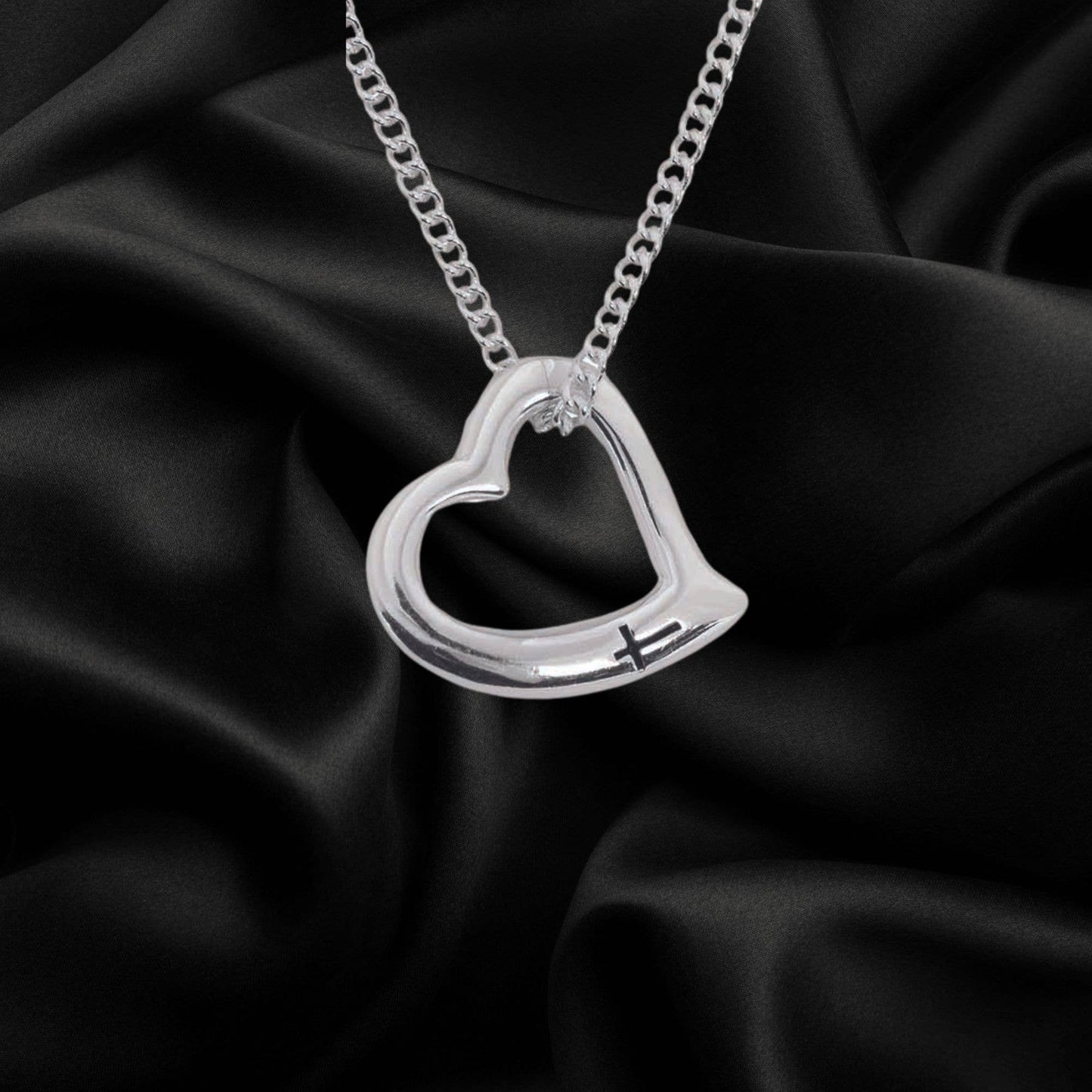 Keep an Open Heart Silver Plate Necklace 18"