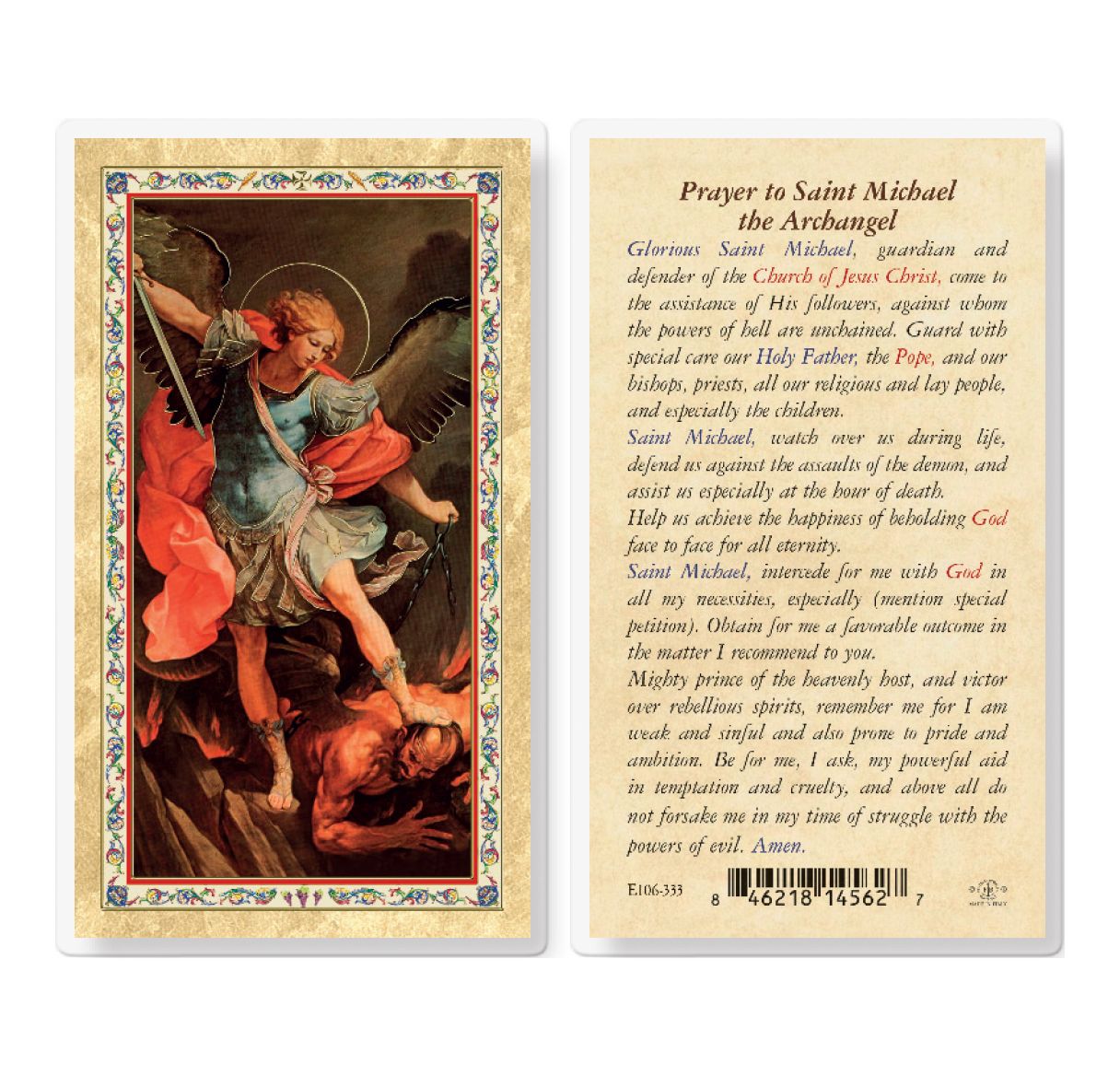 Glorious Saint Michael Laminated Holy Card