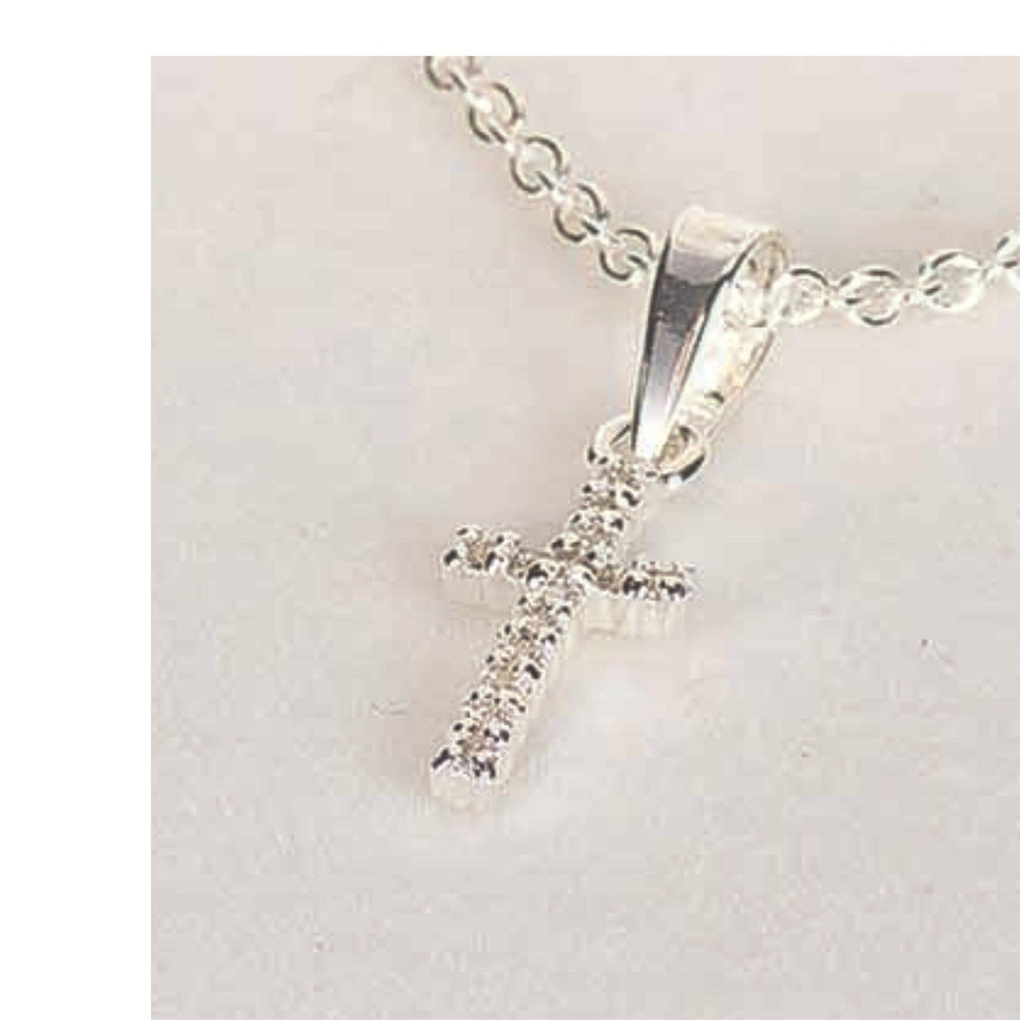 Small Cubic Zirconia 1/2" cross with 16" chain
