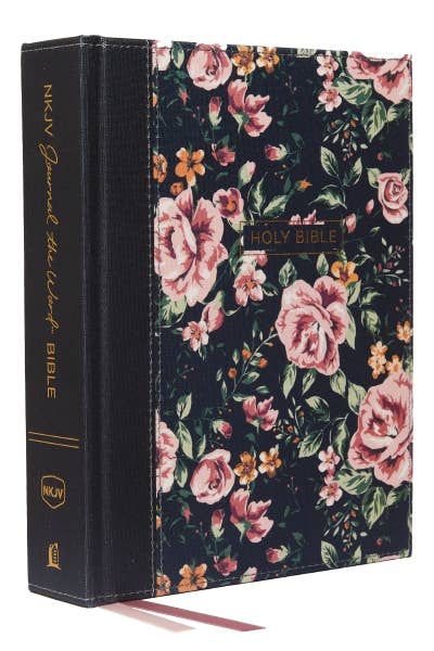 NKJV, Journal the Word Bible, Cloth over Board, Blue Floral,