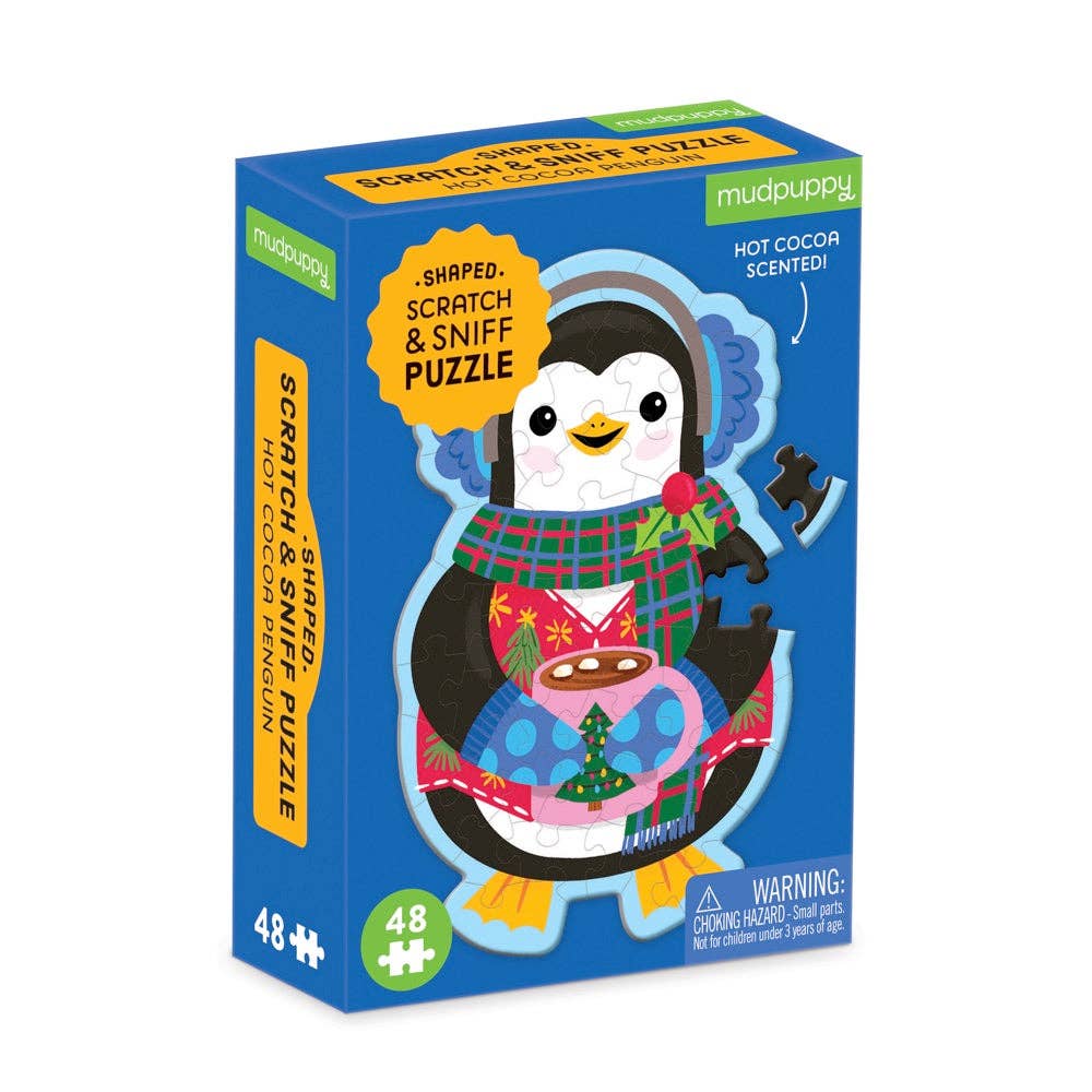 Hot Cocoa Penguin 48 Piece Scratch and Sniff Shaped Mini Pzl – St