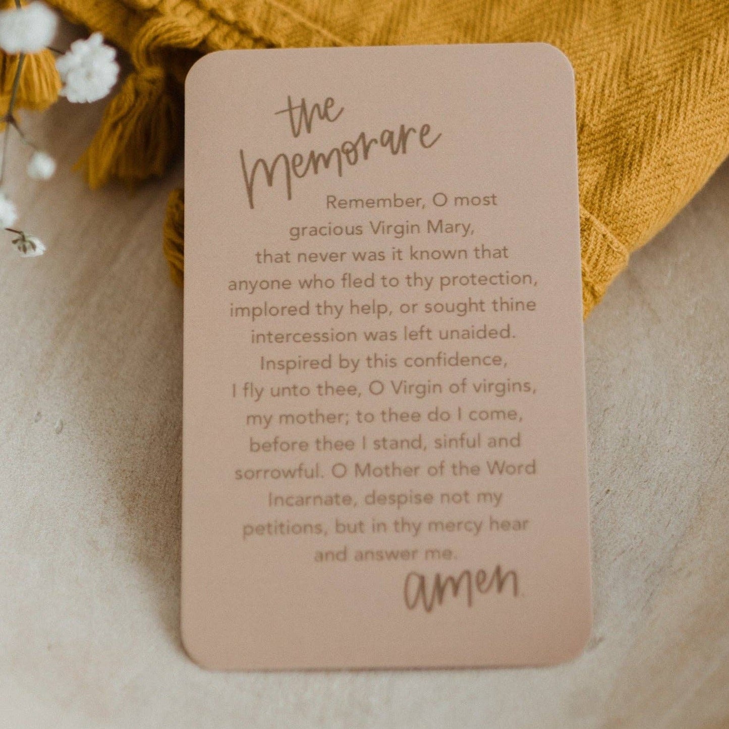 The Memorare Prayer Card