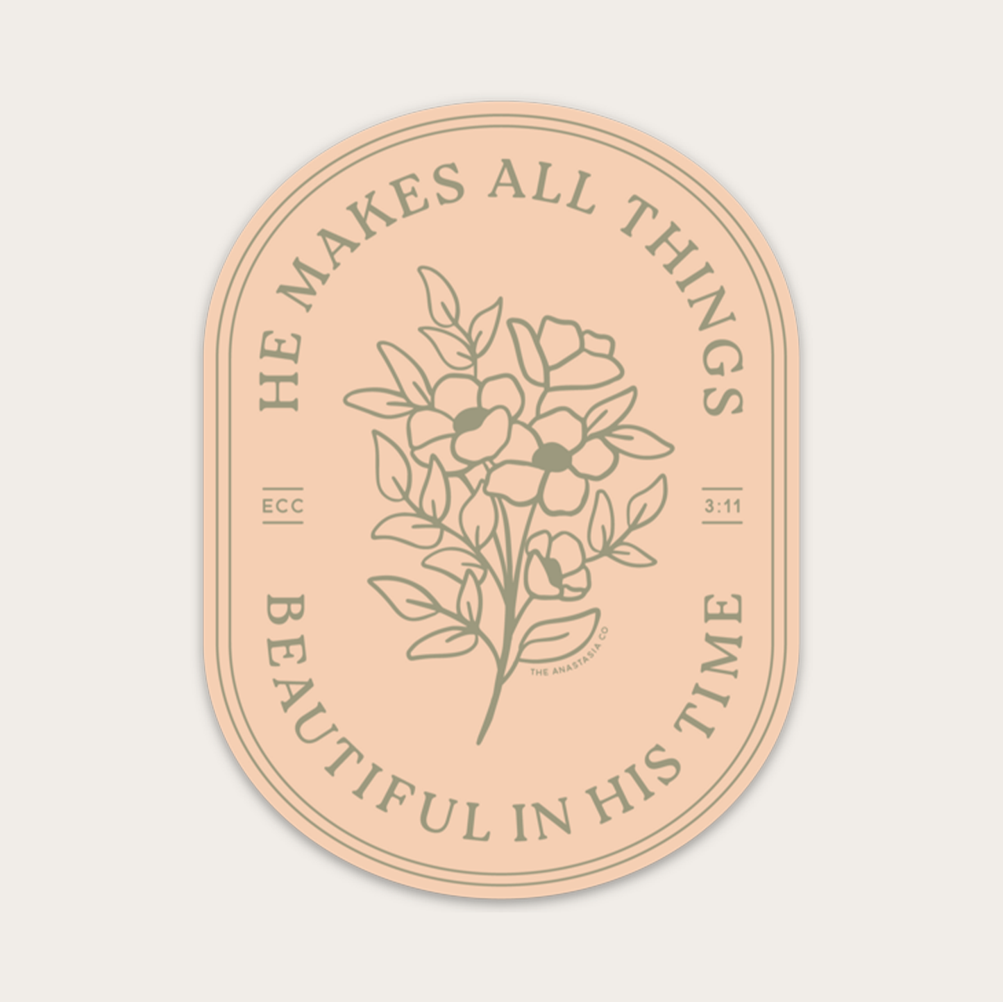 He Makes All Things Beautiful Floral Sticker - Blush