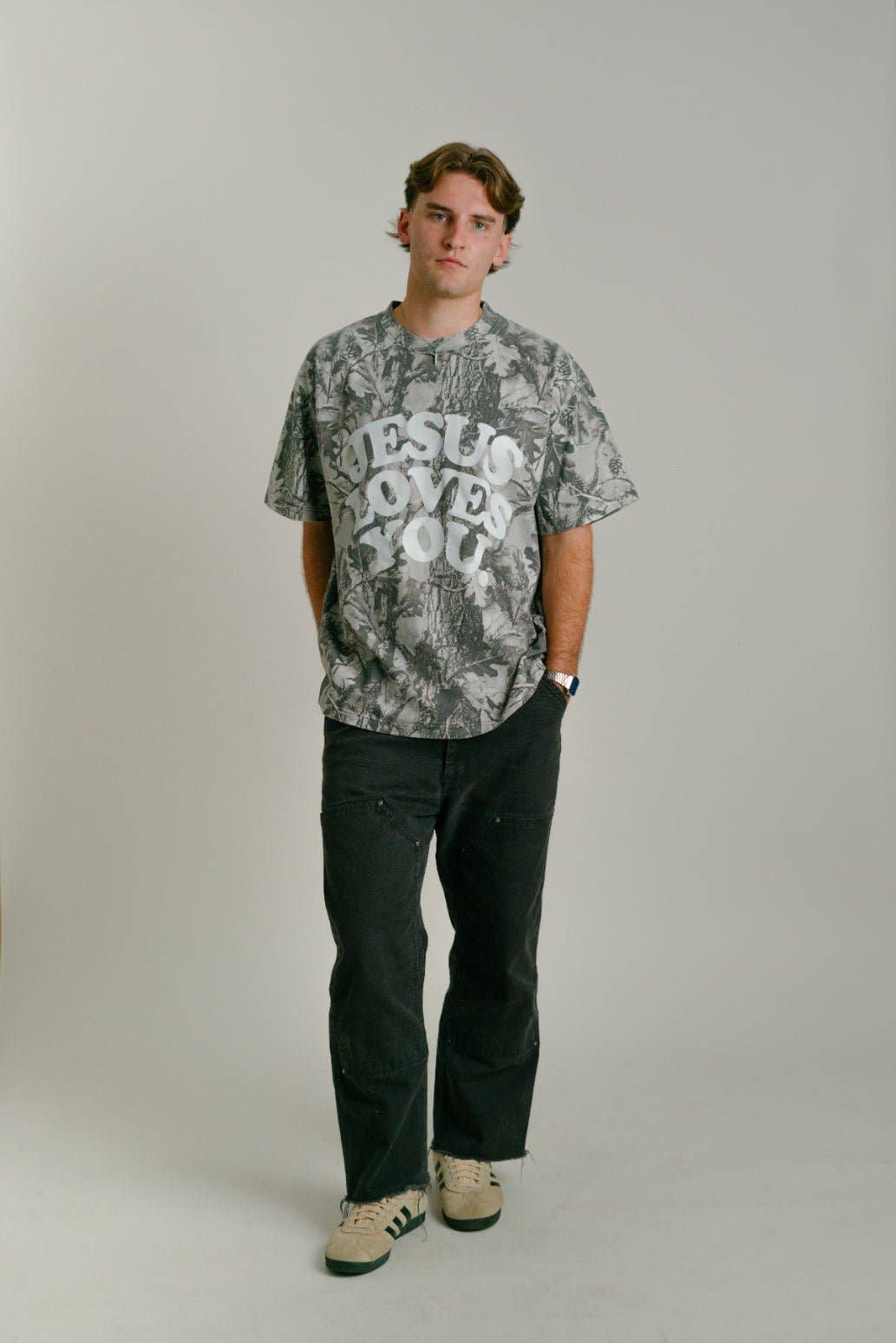 Jesus Loves You Midnight Oak Camo Tee