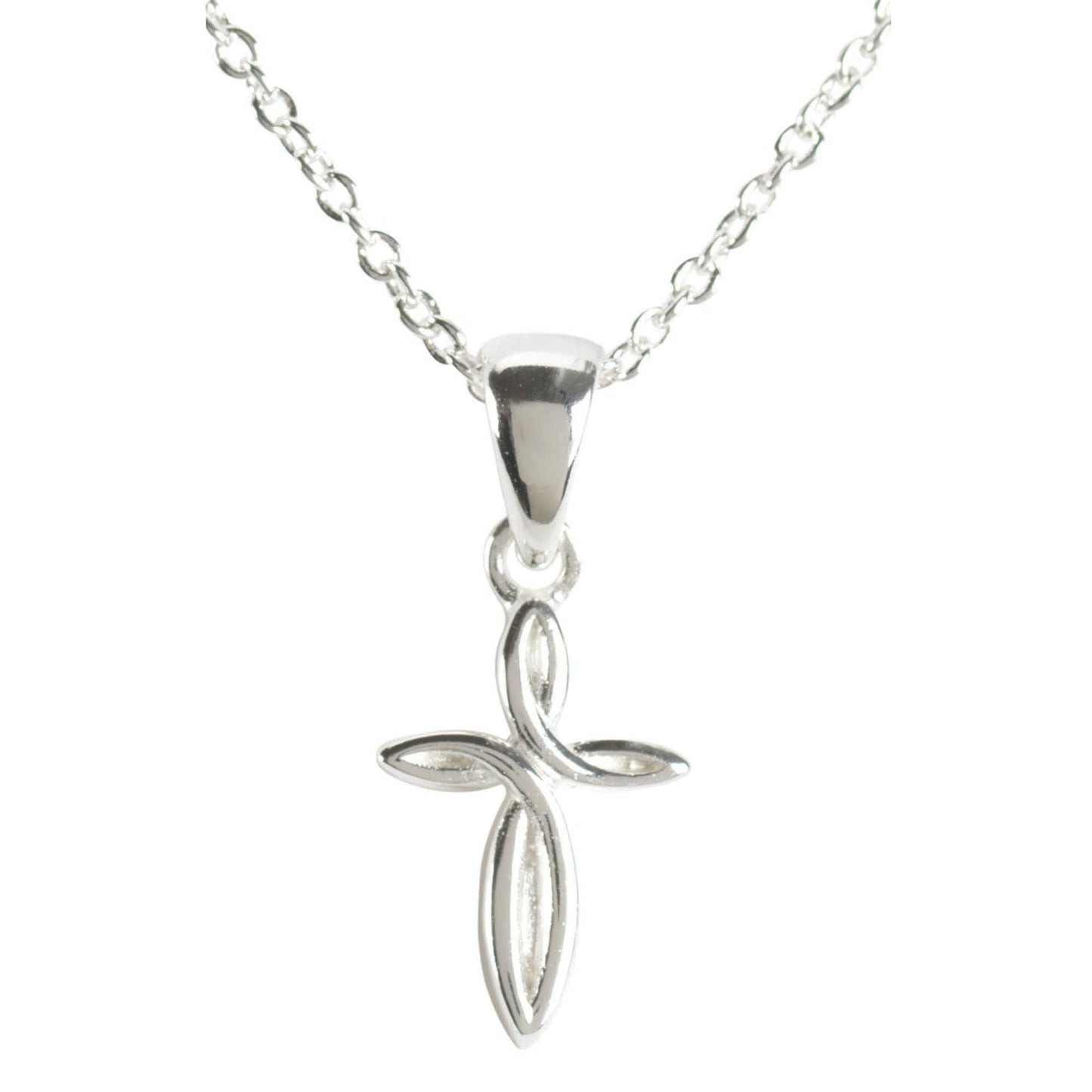 Necklace Silver Plate Petal Cross