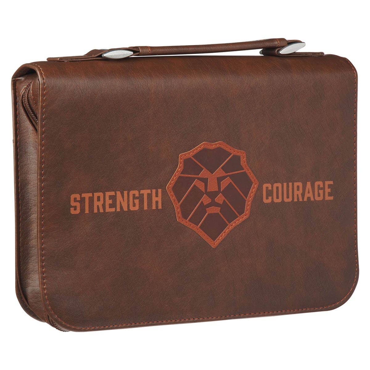 Bible Cover Classic Brown Lion Strength & Courage Josh. 1:9