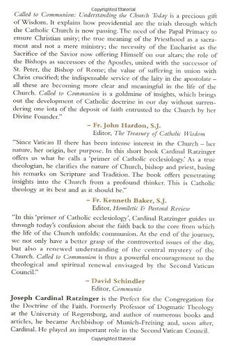 Called to Communion: Understanding the Church Today