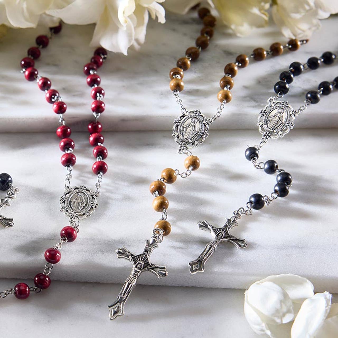 Brown Round Bead Rosary