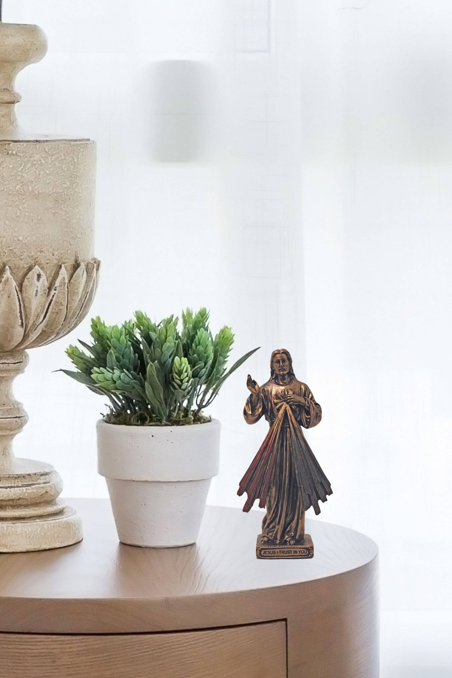 Divine Mercy Statue in Cold Cast Bronze 3.5"