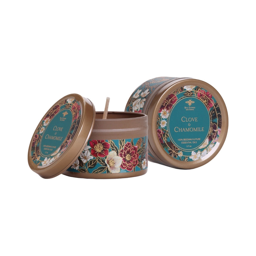 Tin Candles – Pure Beeswax – Winter Garden Collection Clove & Chamomile