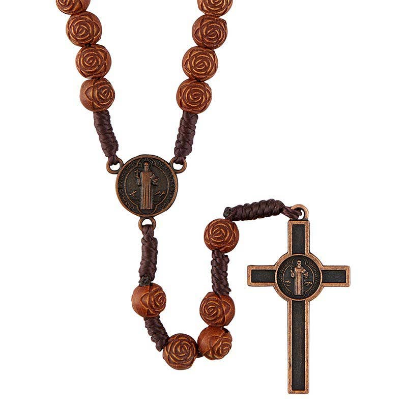 Rse Plst Bead W Cntr Crucifix