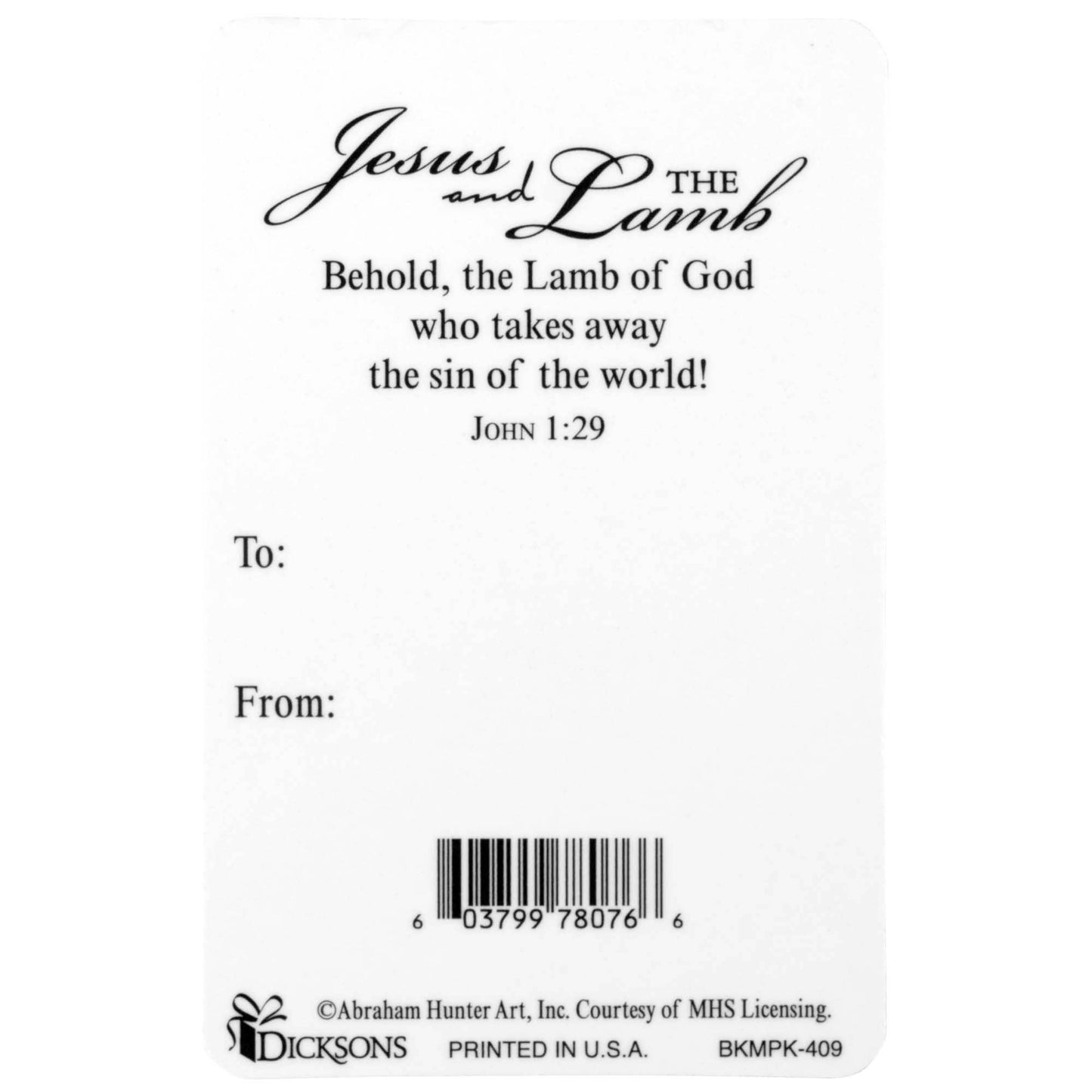 Pocketcard Jesus And The Lamb
