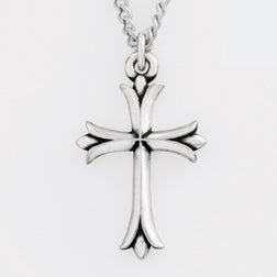 Pewter Fleur Tips Cross