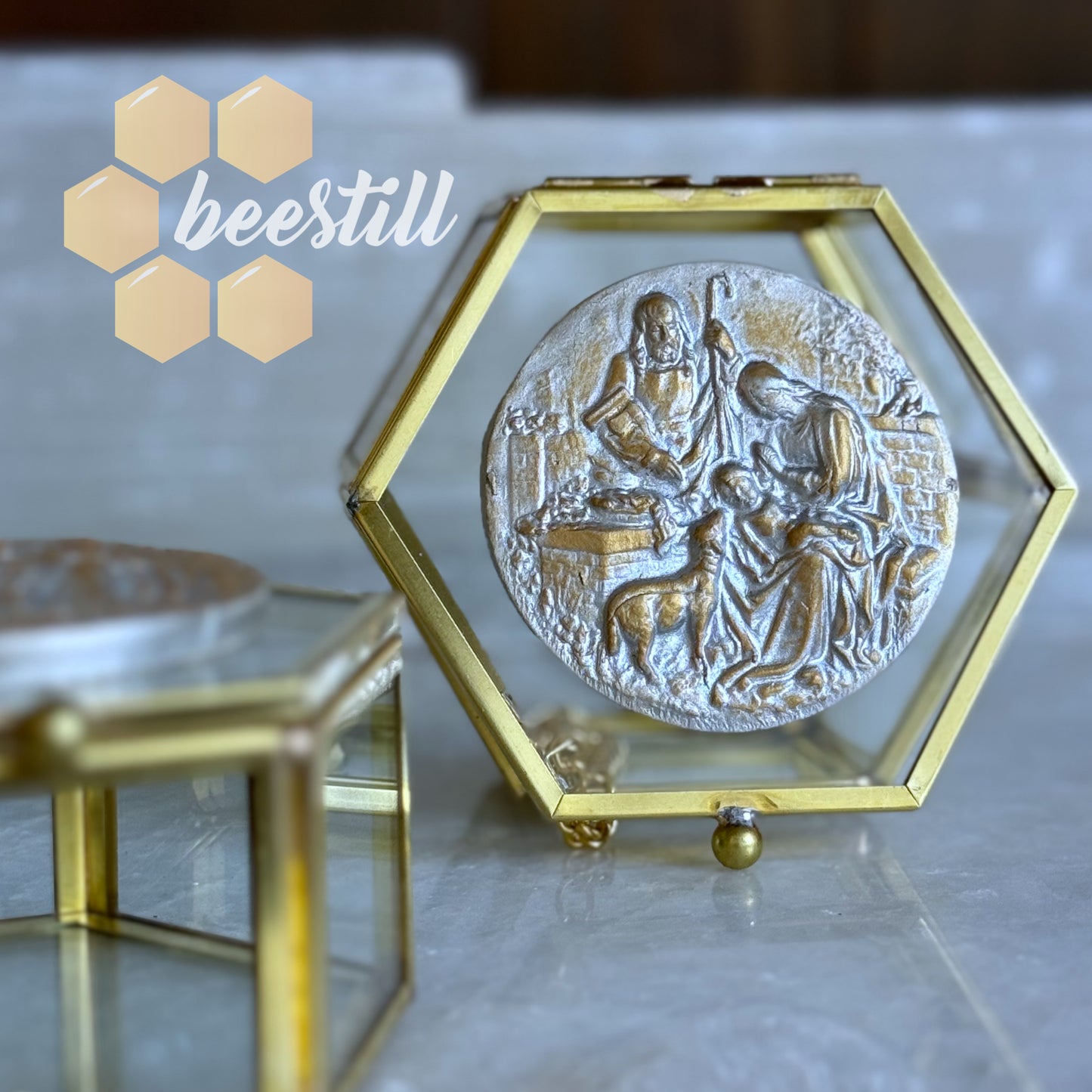 Holy Family Glass Jewelry Box