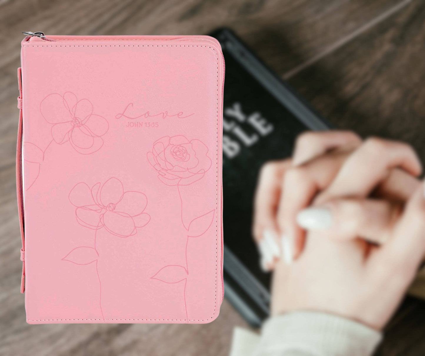 White Dove Bible Case Love Floral Pink XLarge