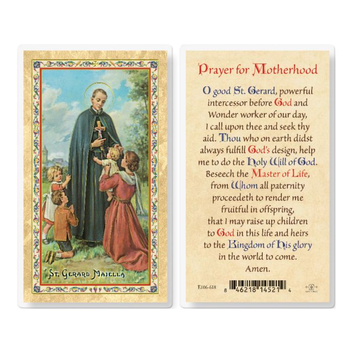 St. Gerard Majella Laminated Prayer Card - Motherhood