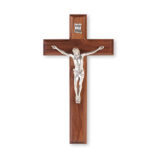 10" Walnut Cross with a Fine Pewter Corpus