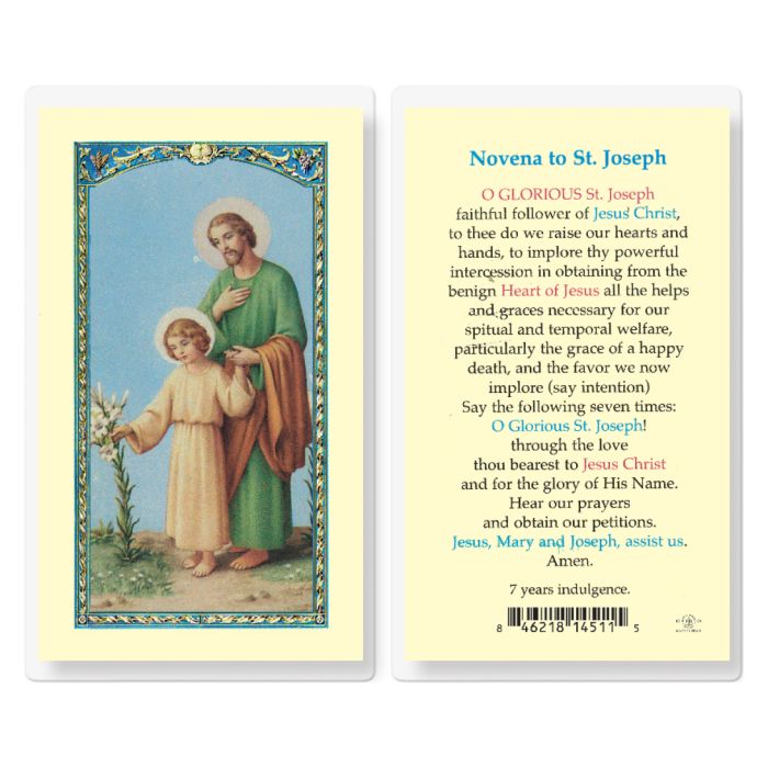 St. Joseph Novena Laminated Holy Card