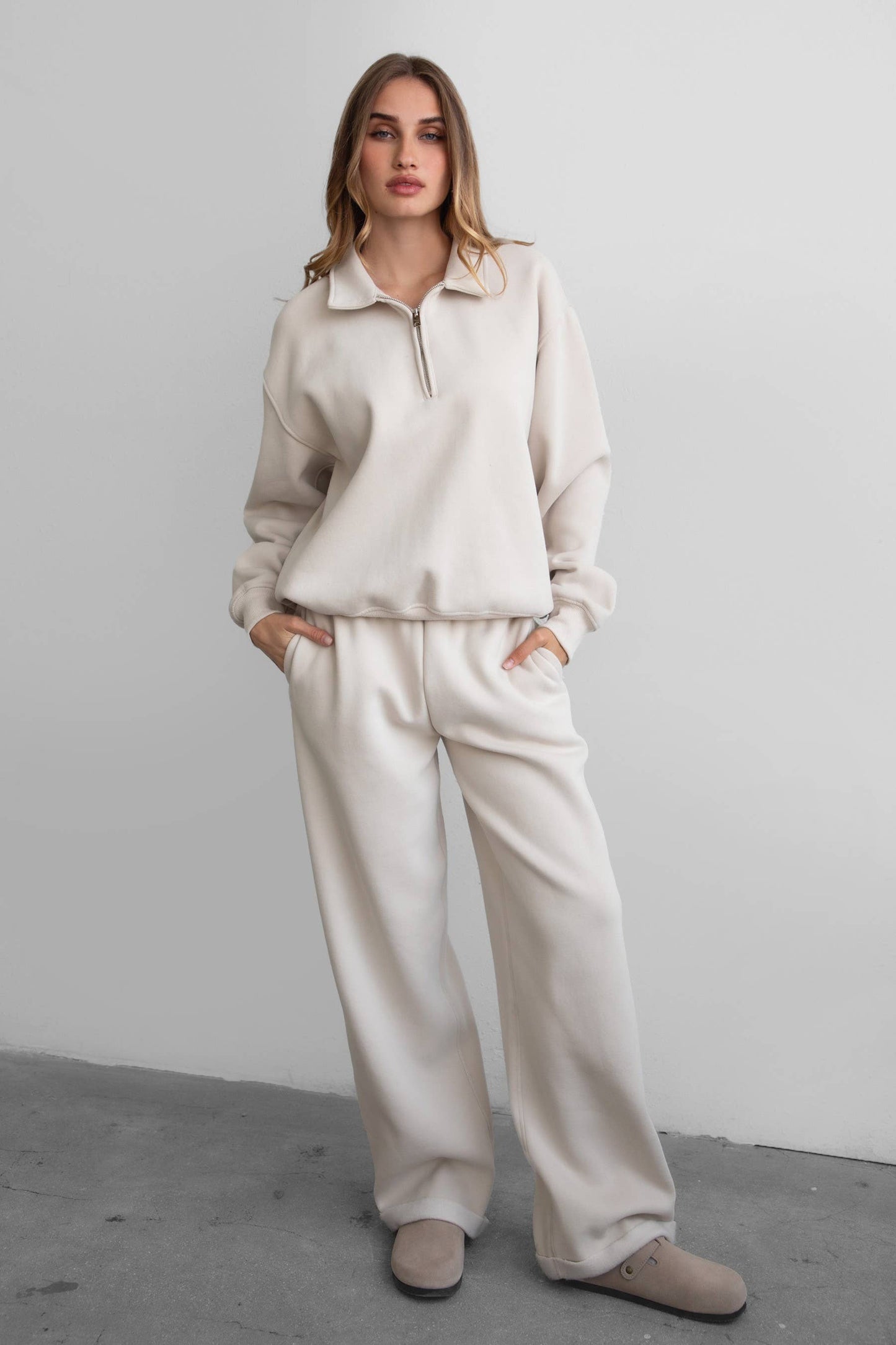 HAILEE Cloud Fleece Classic Half-Zip Sweater