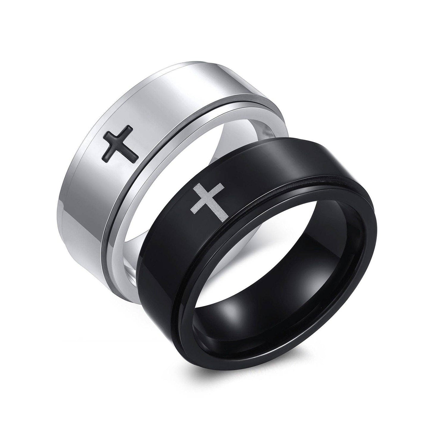 Stainless Steel Cross Spinner Ring