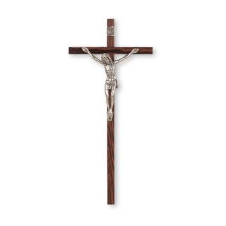 8" Wood Crucifix with Antique Silver Finished Corpus