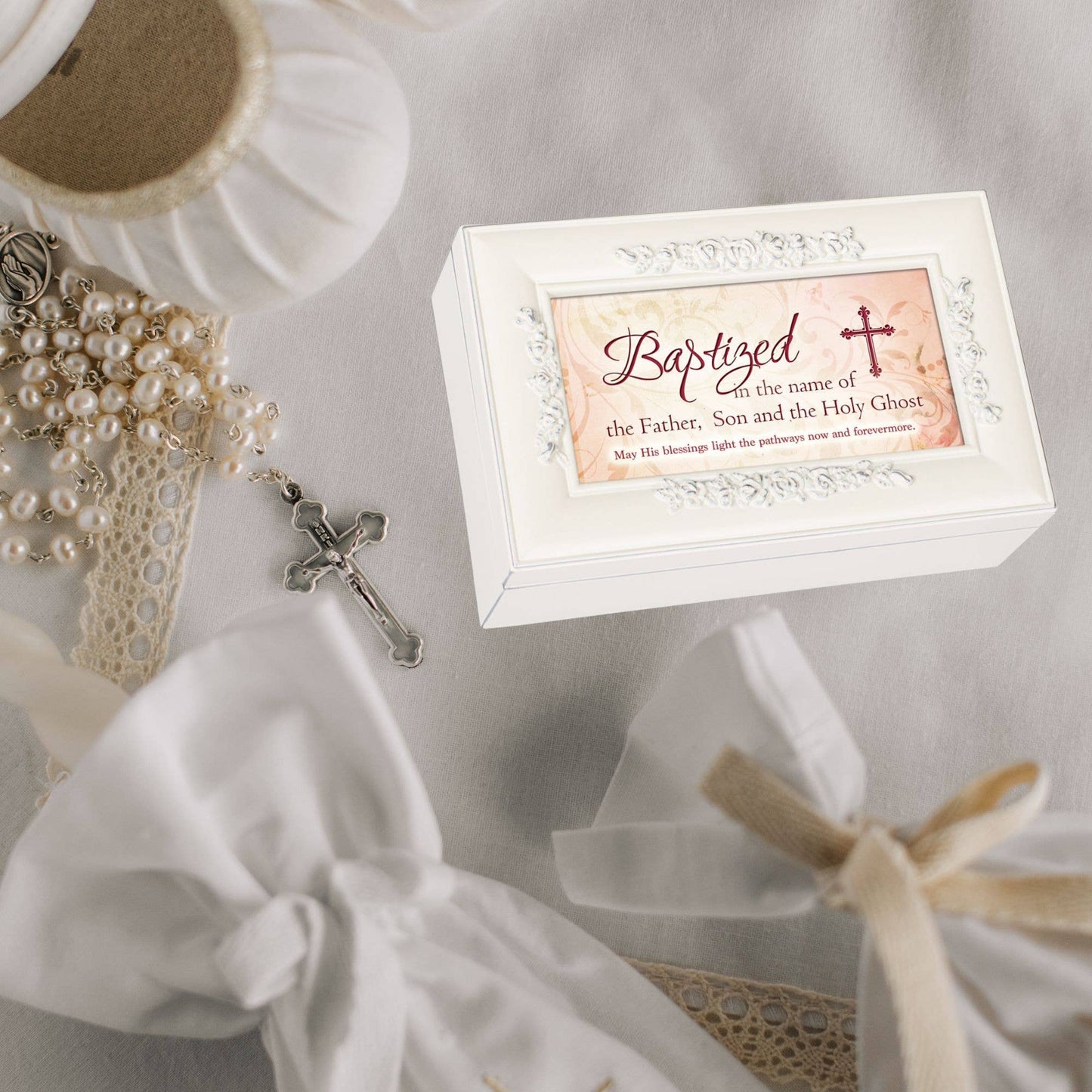 Baptized May His Blessings Musical Keepsake Box