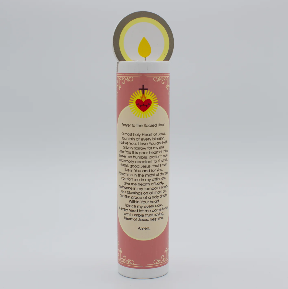 Sacred Heart of Jesus Wooden Prayer Candle