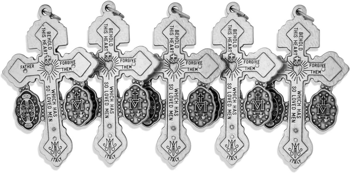 Deluxe Catholic Pardon Cross - Silver (5 pack)
