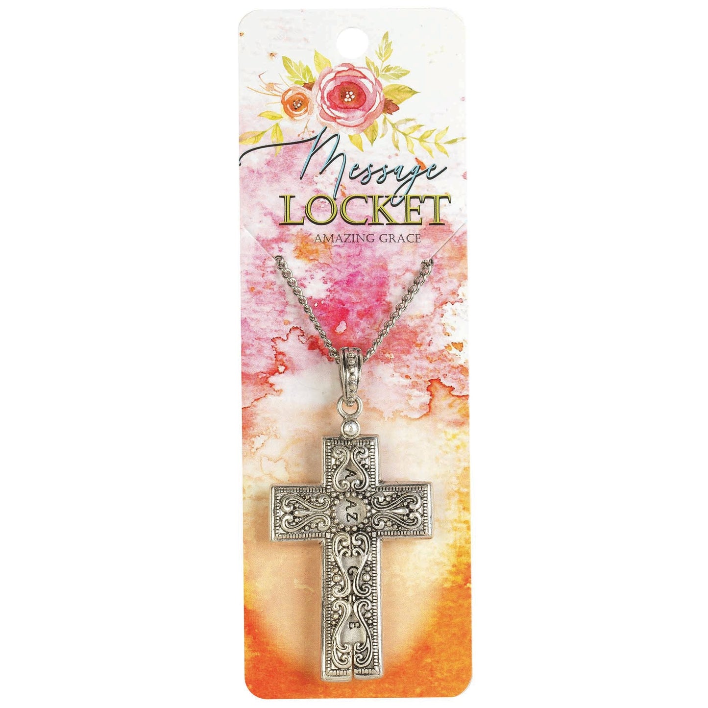 PETAL CROSS SILVER PLATE 16" CHAIN