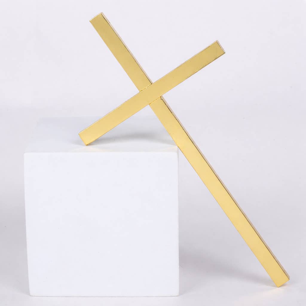 Wall Cross Gold 7"