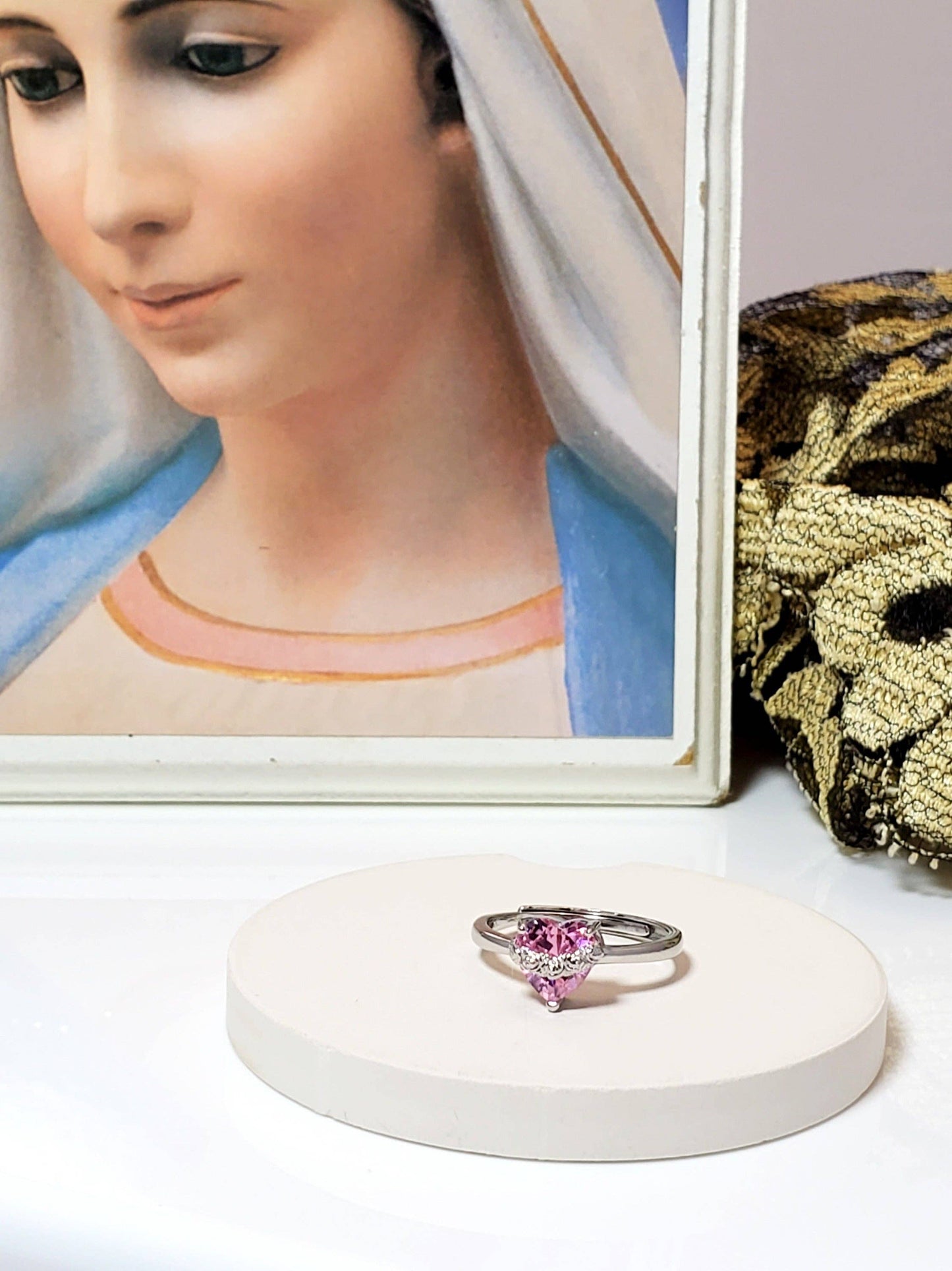 Adjustable Immaculate Heart Ring