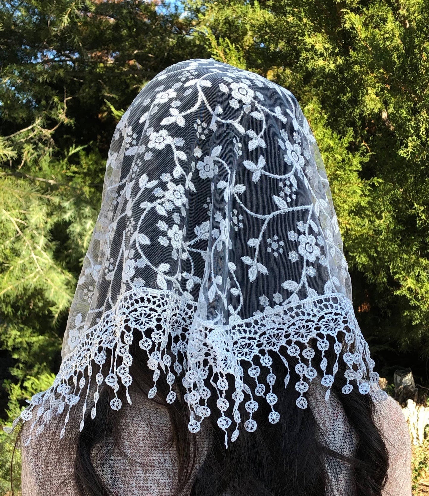 Cherry Blossom Church Veil - WHITE 48″ x 13″ (MOQ 2)