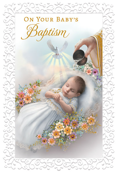 Baby Baptism - 4 5/8 X 6 3/4 - Gold Pearl & Embossed