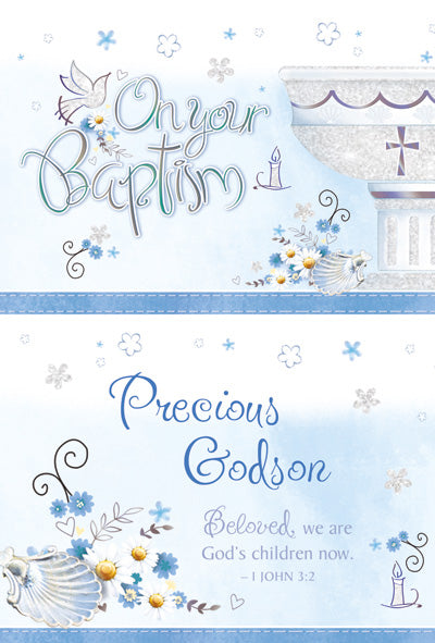Godson Baptism - 4 5/8 X 6 3/4 - Glitter Decoration