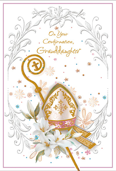 Granddaughter Confirmation - 4 5/8 X 6 3/4 - Gold Pearl & Embossed